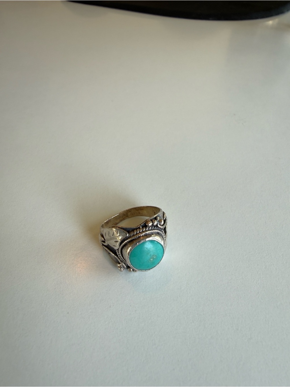 Silver Statement Ring with Turquoise Stone